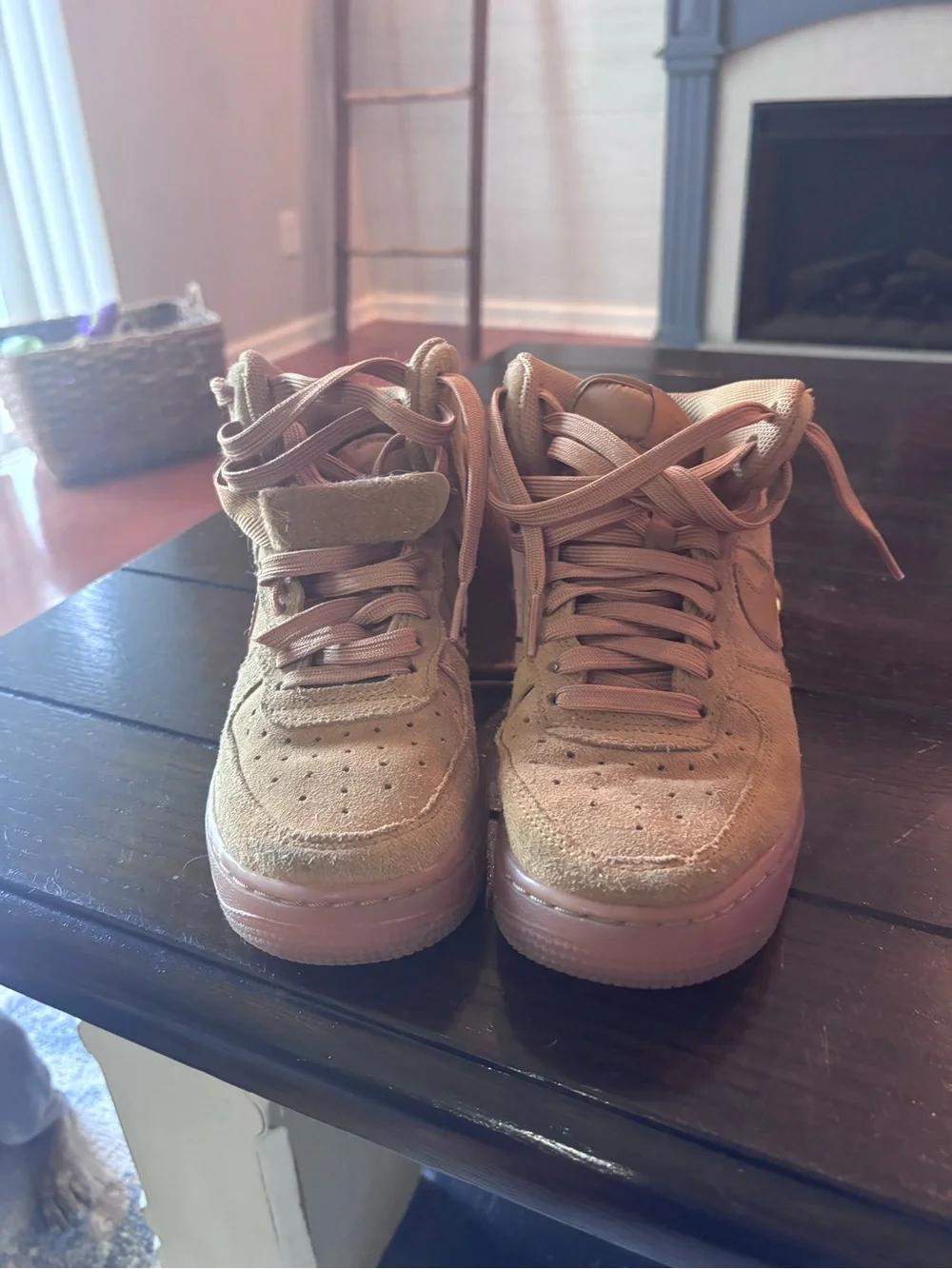 Nike Kids High-Top Suede Boots in Wheat/Tan